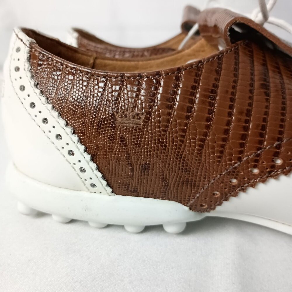 Peter Millar Brown and White Leather Driving Shoes - Picture 2 of 11